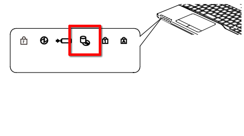 ハードディスクドライブ（HDD）やSSDのアクセスランプの例