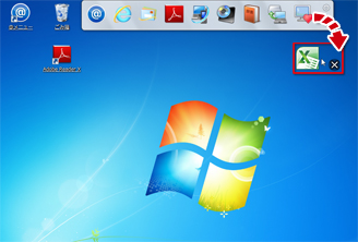 F-Launcher�̊O���ɃA�C�R�����h���b�O���h���b�v���āA�폜���Ă����ʃC���[�W
