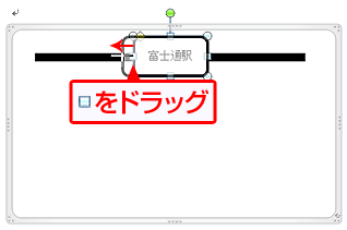 角丸四角形の周囲にある■マークをドラッグして幅を広げている画面イメージ