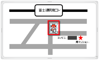 周囲の●マークをドラッグしてサイズを小さくし、ポストのイラストをドラッグして位置を調整した画面イメージ