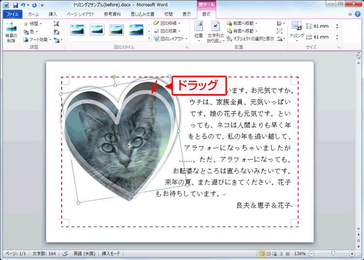 画像の位置やサイズを調整している画面イメージ
