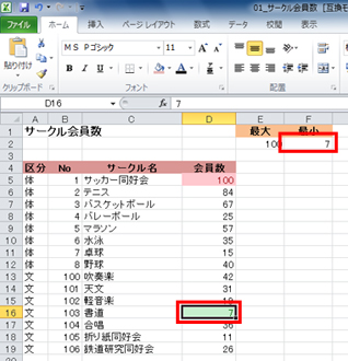 最小値の書式を設定している画面イメージ