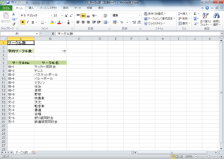 学内サークル数一覧の画面イメージ