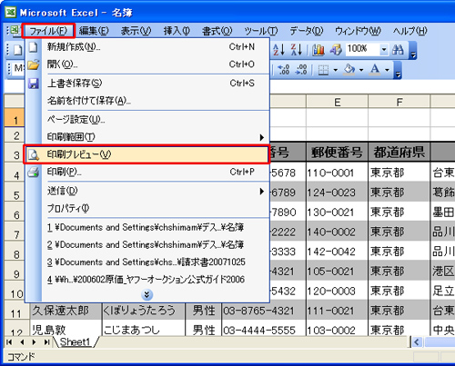 メニューバーの「表示」メニューから「ズーム」を選択しているイメージ画像